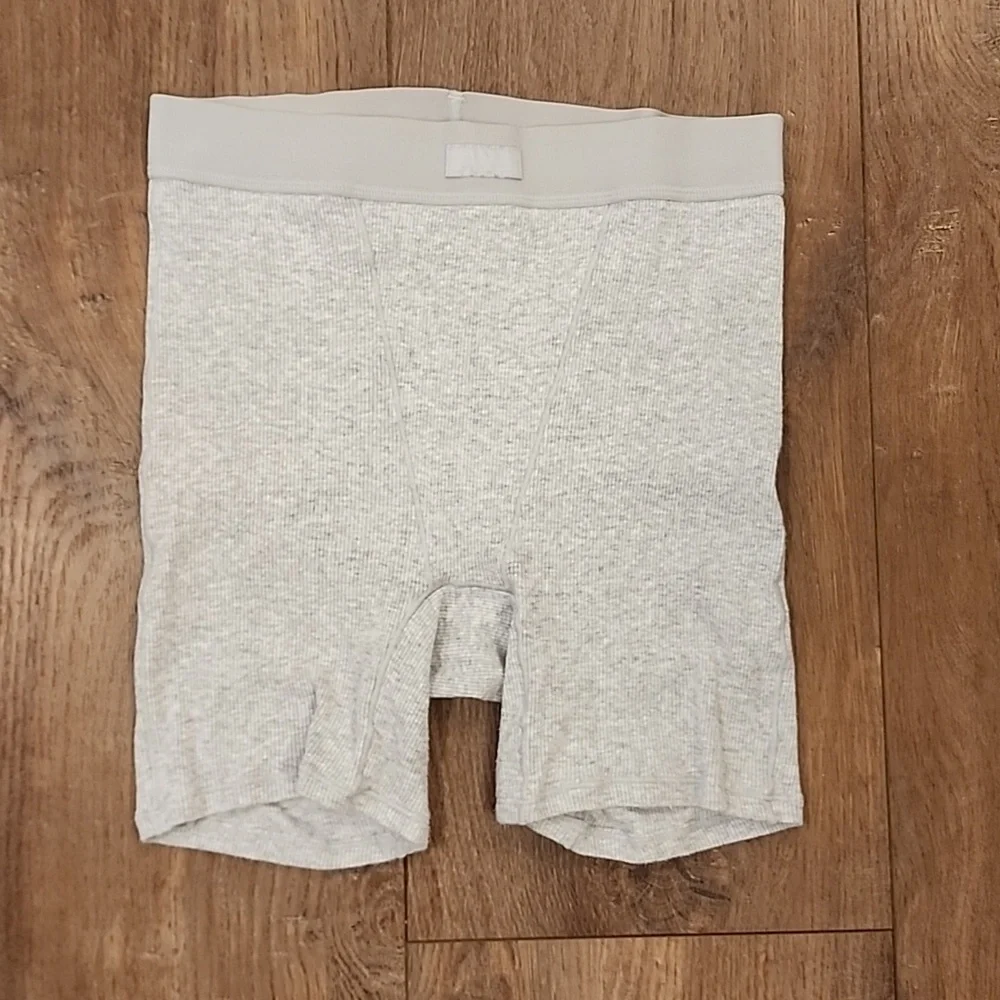 SKIMS Cotton Ribbed Boxer Heather Gray Women's size Small